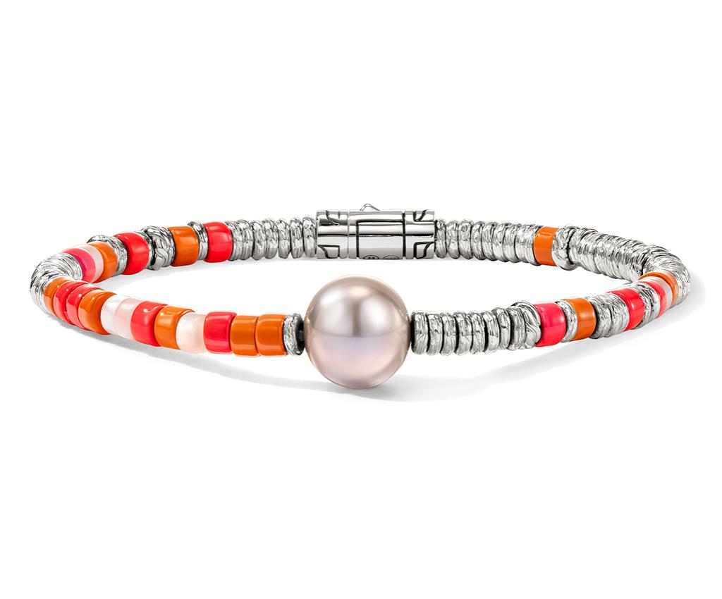 Heishi Silver and Pearl Bracelet